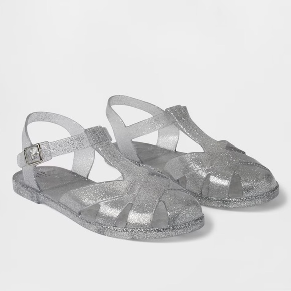 GAP Little Girls Clear Shimmer Jelly Flats - Picture 1 of 8